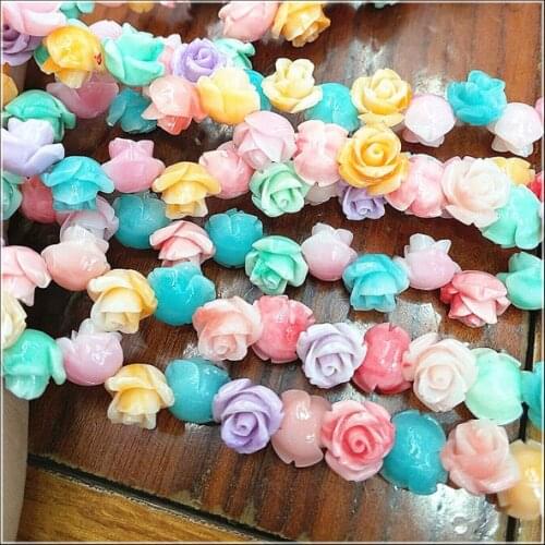 Rose Flower Beads accessories Spring Colors for fashion jewelry DIY beads findings size 8mm 10mm 12mm hot colorful beads