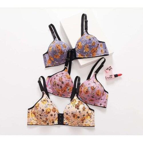 Floral Bra for Women Front Closure Push Up Bras Wireless Brassire Seamless Bralette Plus Size Underwear Female Lingerie Thin