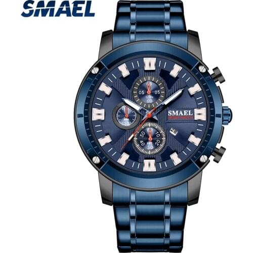 SMAEL Waterproof And Automatically Update The Date, Hour, Minute Second, Three Small Dials Fashion Bracelet Watch