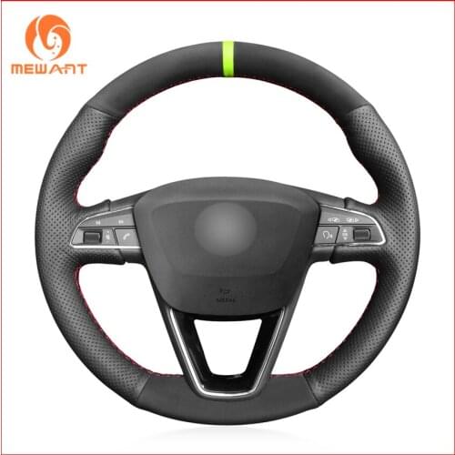 MEWANT Genuine Leather Suede Steering Wheel Covers for Seat Leon 5F Mk3 2013-2019 Ibiza 6J Tarraco Arona Ateca Alhambra Parts