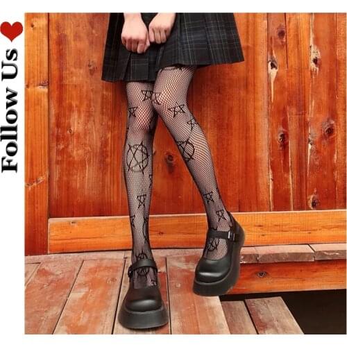 Lolita Magical Girl Fishnet Stockings 2021 Gothic Black White Stockings Japanese Hollow Breathable Sexy Women Pantyhose Tights