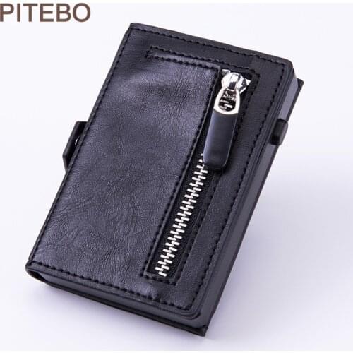 PITEBO 2020 Unisex wallet business card holder pu leather coin pocket bus card Organizer purse bag men women multi-color Busine