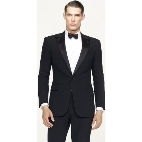 Formal Black Men Wedding Suits Blazer Peaked Lapel Evening Party Costume Homme Slim Fit Terno Masculino 2Piece Costume Homme