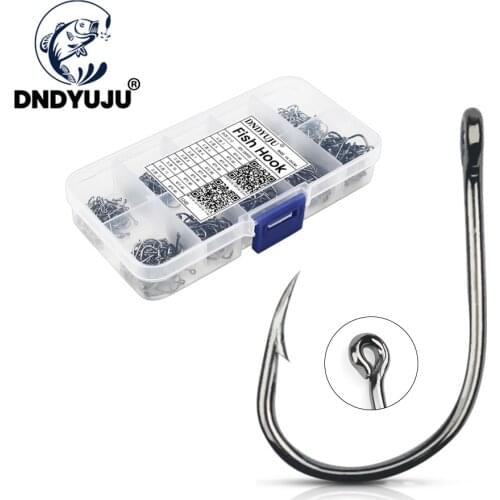DNDYUJU 500pcs/box Fishing Hooks Set Carbon Steel Single Circle Hook Carp Fishing Hooks Assist Hook Jig Sea Fishing Accessories
