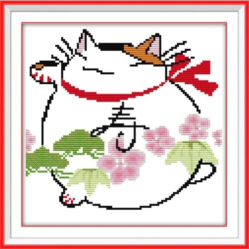 Longevity cat cross stitch kit Chinese style 14ct 11ct count print canvas stitching embroidery DIY handmade needlework plus