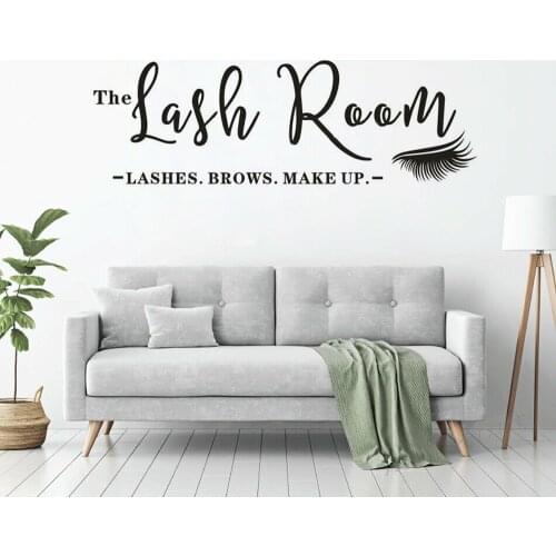Lash Room Wall Stickers Eyelashes Brows Make Up Wall Decals Home Decor Woman Room Fashion Beauty Salon Shop Window Poster Y653