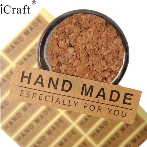 120pcs 5.5x1.5cm Rectangle Kraft Seal Sticker Hand Made Paper Sticker DIY Multifunction Self- adhesive DIY Paper Label