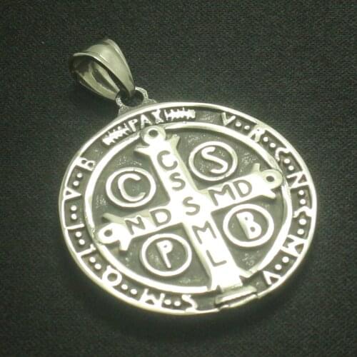 Newest Unisex CSPB CSSML NDSMD Saint Benedict of Nursia 316L Stainless Steel Vintage Pendant