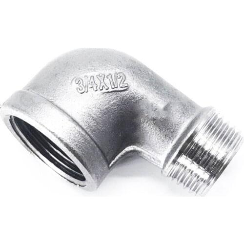 3/8" 1/2" 3/4" 1" BSP Female To Male 304 Stainless Steel 90 Degree Elbow Pipe Fitting Connector Reducer Coupler Adapter