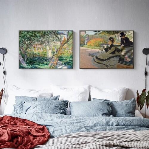 Monet Famous “Monets Garden at Vétheuil” Paintings Reproductions Print Monet Posters For Living Room Wall Monet Decorative