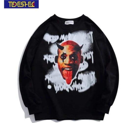 TIDESHEC Funny Print Pullover Hip Hop Mens O-Neck Pullover Fall Fashion Harajuku Streetwear Goth Rock Mens Clothing