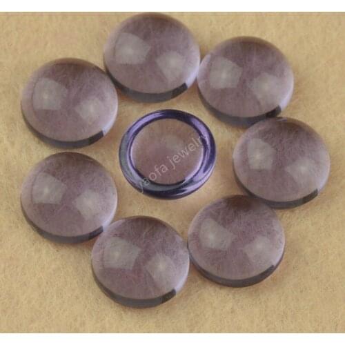 Sale 2~15mm purple Color Flat Back Synthetic Glass Gems Round Shape Flat Bottom Cabochon Loose Violet Glass Stone For Jewelry