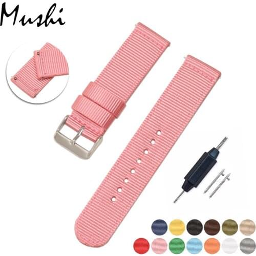 Watch Strap Black Nylon Mesh Watchbands Women Men Sport Watches Belt Accessories 20mm 22mm 24mm with quick release spring bars