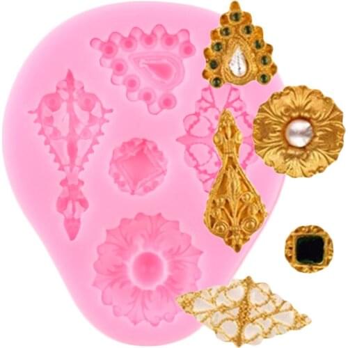 Gem Jewelry Silicone Mold Cupcake Topper ​Fondant Cake Decorating Tools Chocolate Gumpaste Moulds ​Polymer Clay Candy Molds