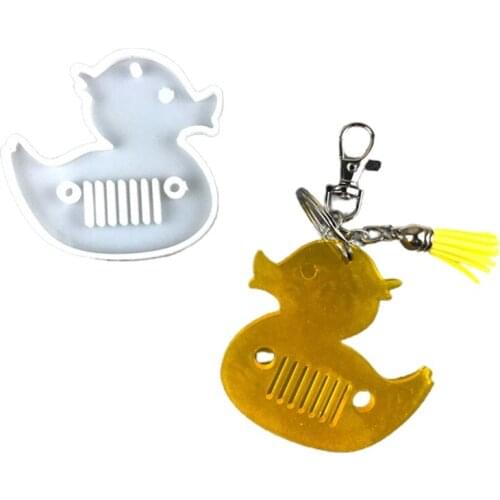 Diy Duck Keychain Silicone Mold with Hole Keyring Pendant Handmade Mold for Valentines Day Gift Jewelry Making