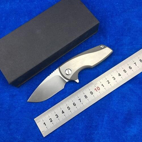 LEMIFSHE 009 Flipper folding knife D2 steel blade bearing TC4 titanium handle outdoor hunting camping fruit knife EDC tools