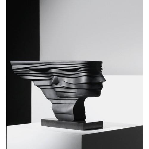Modern Abstract Stepped Wind Blowing Black Character Sculpture For New House Hotel Sales Office Home Soft Decoration Furnishings