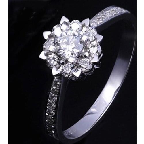 WYJZY Inlaid AAA Zircon Snowflake Styling Engagement Ring Bride Marriage Wedding Jewelry Casual Dress Up Bridal Jewelry