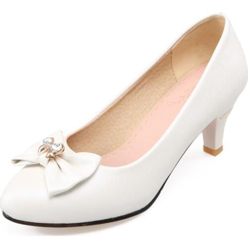 Big SizePointed bow shoes with shallow mouth ladies high heels women shoes woman pumps