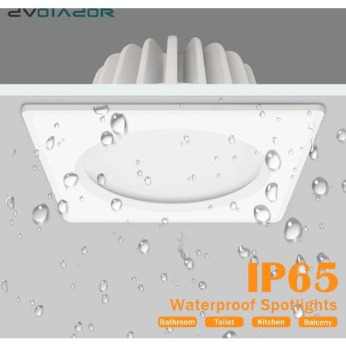 Waterproof LED Downlight 7W 9W 12W 15W Square Recessed Lamp AC110V 220V Indoor IP65 Bathroom lights Outdoor LED Spot Lighting