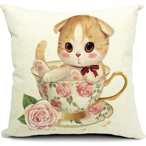 High Grade Pillow Covers Lovely Cartoon Cat Meow star Series Hot Sell 45X45CM Linen Pillow Cover\Home Decorative cushion case