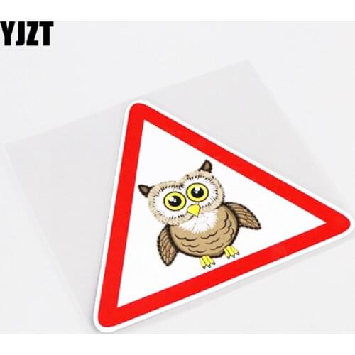 YJZT 13CM*11.3CM Interesting Owl Warning Mark Car Sticker PVC Decal Accessories 13-0901