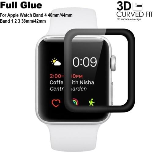 3D Full Glue Tempered Glass Film for Apple Watch Band 44mm 40mm Full Cover Screen Protector for i Watch Series 3 2 1 42mm 38mm