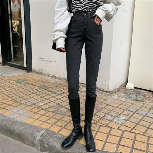 Woman Jeans High Waist Bodycon Solid Pencil Pants Korean Style 2021 Skinny Jeans Women Slim Push Up Streetwear