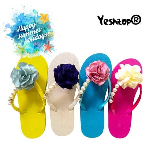 2021 Hot Fashion Ladies DIY sweet Flip flops with string bead floral Flat with sandals for casual and beach attire Slippers
