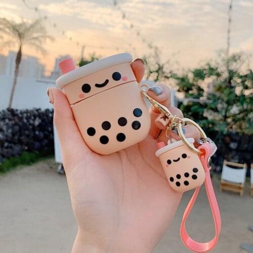 3D Cute Boba Tea Earpods Case for Airpods Pro Kawaii Wireless Bluetooth Earphone Cover for Airpods 1 2 3 Accessories Key Chain