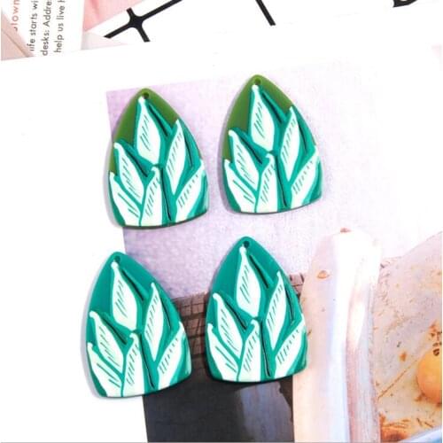 4pcs 41*38mm Spring Style Relief Aloe Pattern Earring Acrylic Charms Pendant DIY Handmade Design