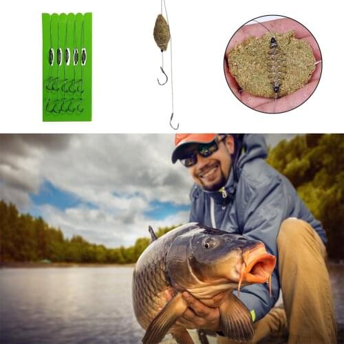 5pcs/Set Double Hook Fishing Line Carbon Steel Barbed Carp Hooks Bait Feeder Spring Fish Hook Tackle Tools