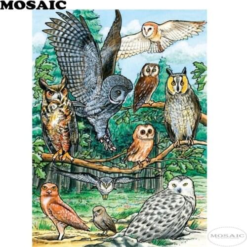 Mosiac Diamond Embroidery owl family DIY 5D Diamond Painting Cross Stitch Full Needlework Rhinestones Painting home art