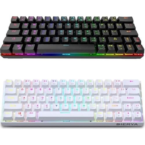 Dk63 white key mechanical keyboard black green black tea axis Bluetooth wired wireless dual-mode macro light