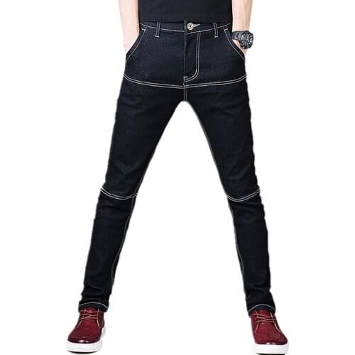 Black Jeans Men Fashion Casual Small Stretch Denim Pants Comfort Cowboy Pant Size 27-36