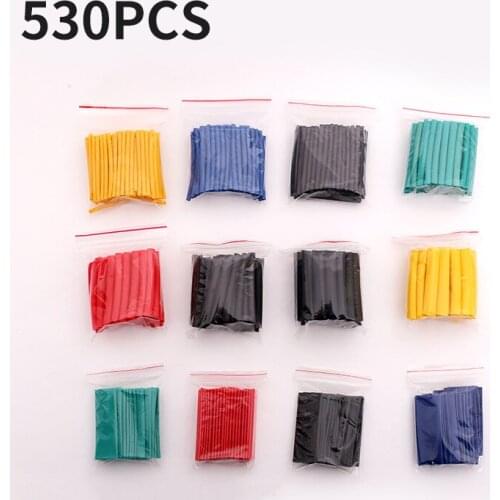 New 530pcs Assortment Electronic Wrap Wire Cable Insulated Polyolefin Heat Shrink Tube Ratio Tubing Insulation Shrinkable Tubes