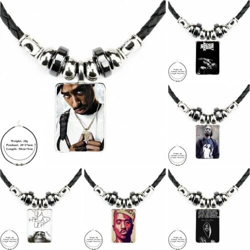 EJ Glaze Tupac Shakur 2pac Quotes Black Leather Bead Pendant Jewelry Necklace Jewelry Pendant Crystal For Women Jewellery