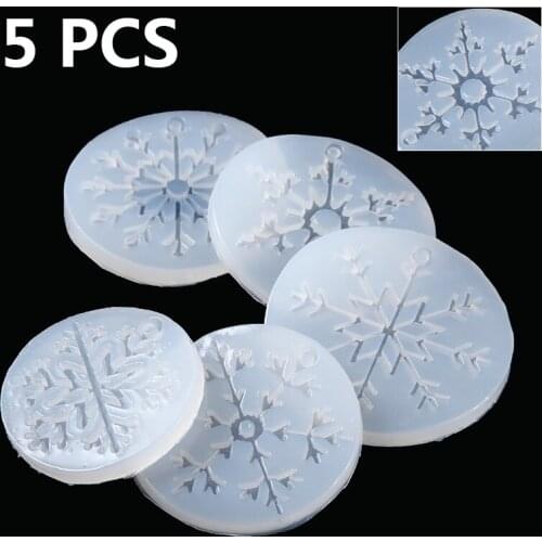 5pcs Silicone Snowflake Pendant Mold DIY Epoxy Crystal Jewelry Pendant Casting Mould Handmade UV Craft Supplies