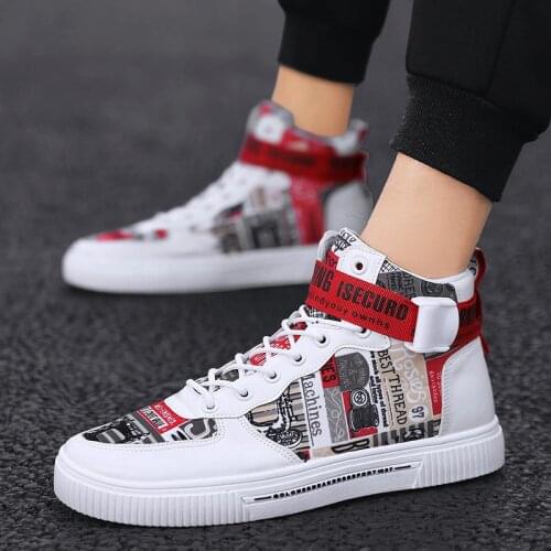 Hightop Outdoor Sport Men Sneakers for Teens Running Shoes Mens Sports Shoes White Red Runners Sneakrs Tenisky Baskets A-853
