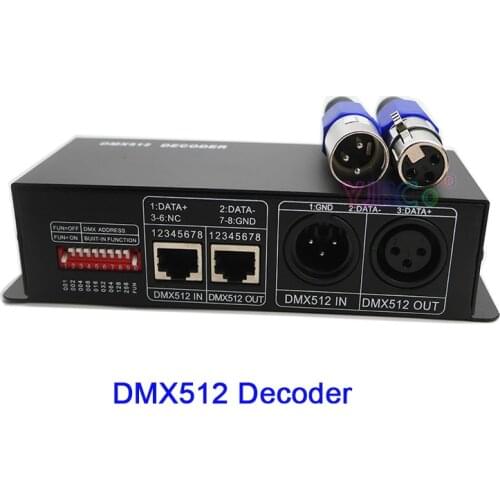 DC 12V-24V 3 Channel DMX Decorder LED Controller for RGB 5050 3528 LED Strip Light