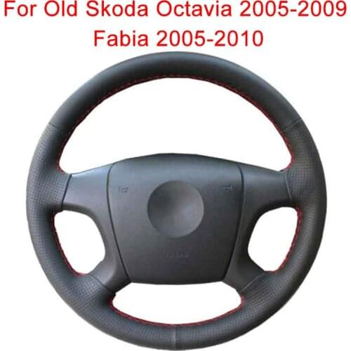Customize Car Steering Wheel Cover For Old Skoda Octavia 2005-2009 Fabia 2005-2010 Leather Braid For Steering Wheel