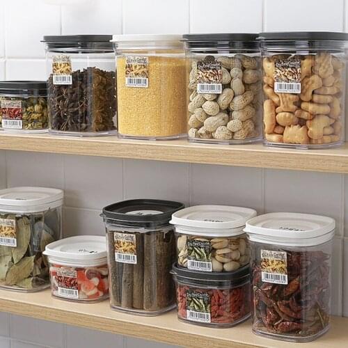 Kitchen Storage Containers Organizers Sealed Plastic Storage Food Storage Tank Kitchen Transparent Airtight Tea Cans Grain Box