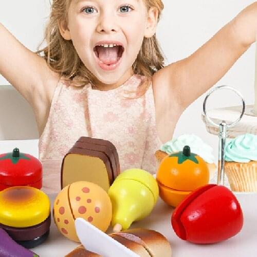 Cutting Food Combination Set Velcro Wooden Baby Toys Simulation Play House Kitchen Series Games Toddlers Early Education Gifts