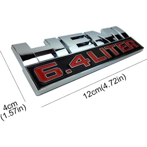 HEMI 5.7L/6.4L Sticker ABS Car Trunk Tail Letter Stickers Vehicle Emissions Decorative Decal Black Silver Auto Accessories