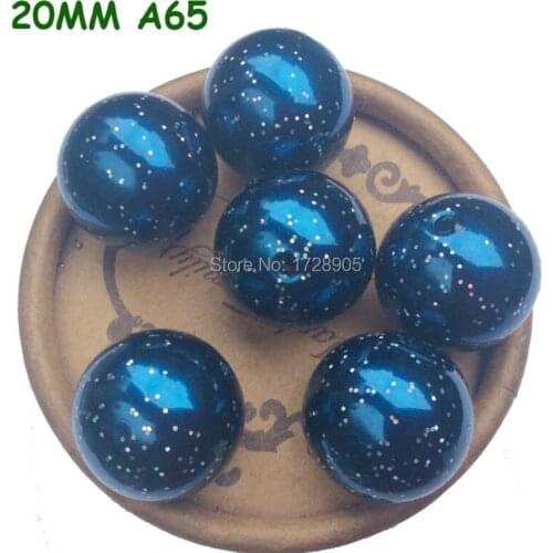 Chunky Bubblegum Beads Gumball Loose Round 20mm Glitter Acrylic Pearl Powder Beads For Chunky Necklace 110pcs/Lot Royal Blue