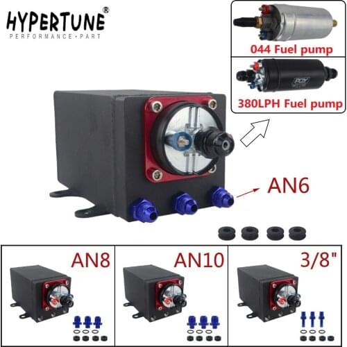 Single Fuel Pump Surge Tank Oil Catch Can Compatible with 044 Fuel Pump or 380 LPH Black PQY Fuel Pump With Different Fittings
