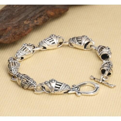 Wholesale S925 Sterling Silver Personalized Jewelry Retro Thai Silver mens Holy Knight Domineering Bracelet