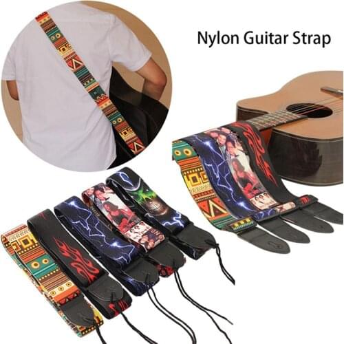Guitar Strap Colorful Guitar Belt Adjustable Printing Ethnic Style Ukulele Strap Bass Belt Acoustic Sling Instrument Accessories