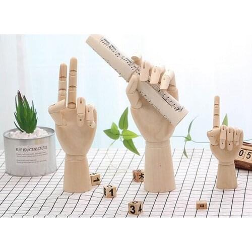 Carved Wooden Ornaments Jointed Hands Figure Statue Home Office Desk Ornament Buddha Hand Palm Room Decor 1pc