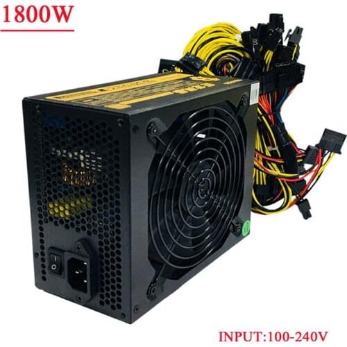 Miner PSU 1800W Bitcoin Monero CryptoNote Ethereum Mining Rig ATX Power Supply For RX470 480 570 580 1060 6/8 GPU PC Server Case